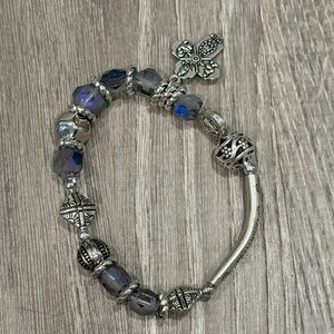 Pretty Beaded Roman Religious Bracelet Cross Blues D23